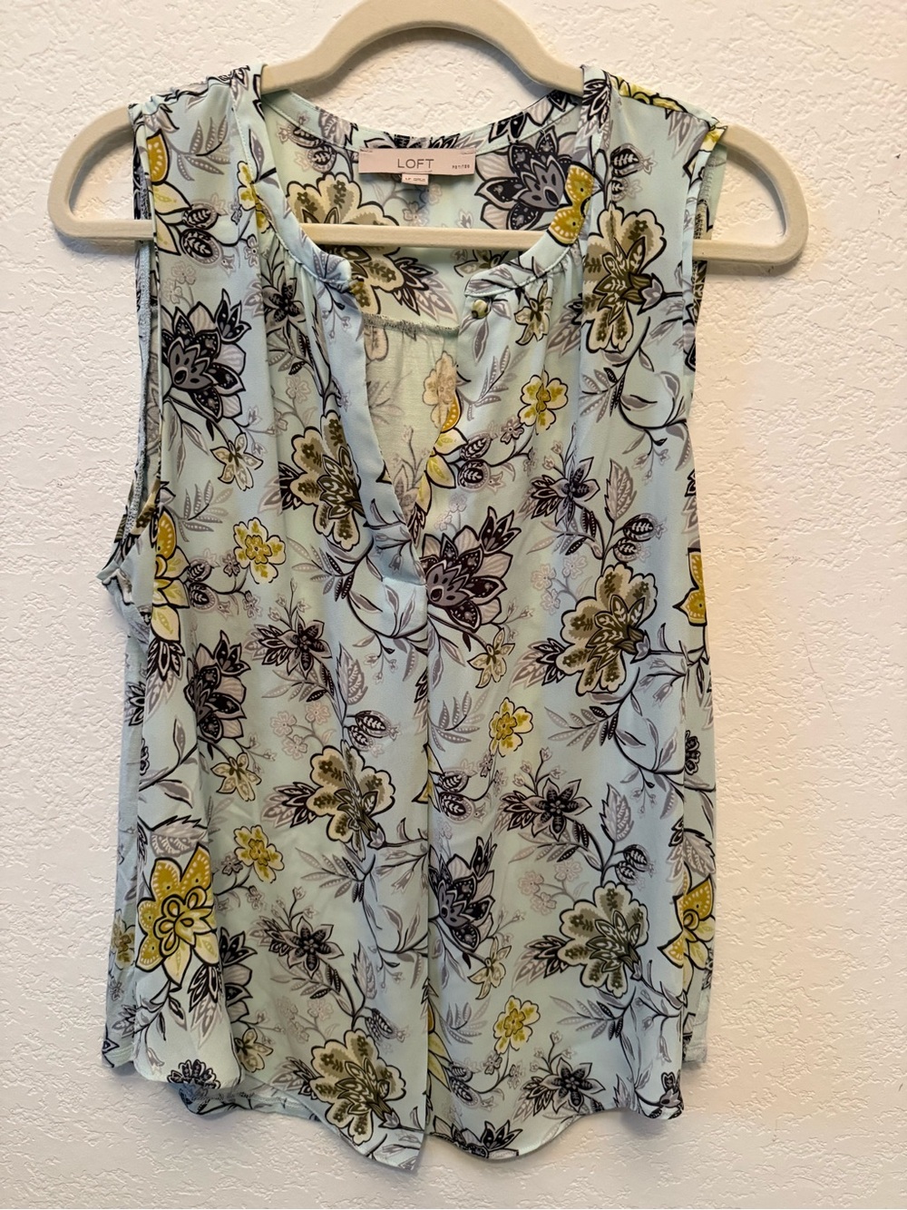 LOFT Mint Green Floral Sleeveless Top